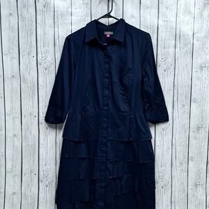 Vince Camuto Navy Ruffle Dress Size 8